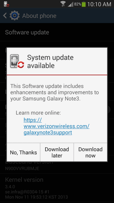 galaxy note 3 kitkat verizon