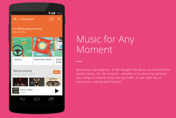 Google Play Music pink
