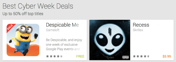 Google Play Store Cyber Monday deals