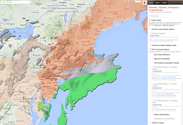 Google Crisis map-2015 Blizard