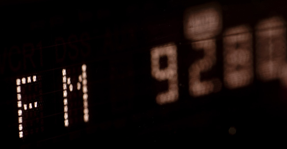 a VFD display on a digital FM radio tuner