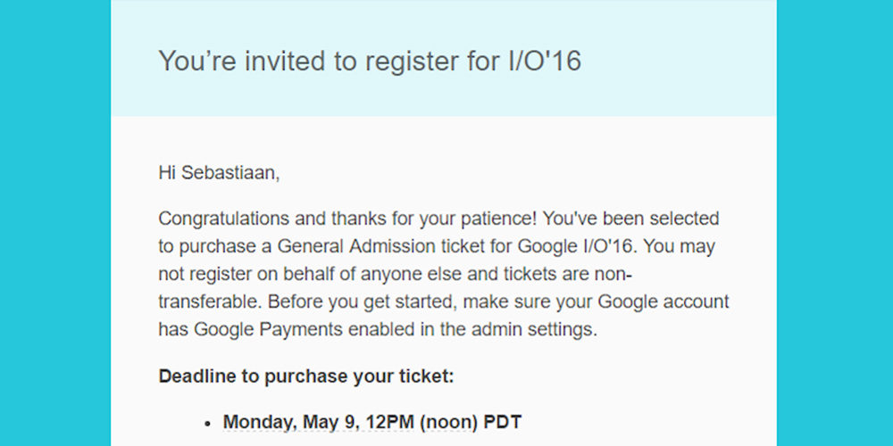IO16 Late Tickets