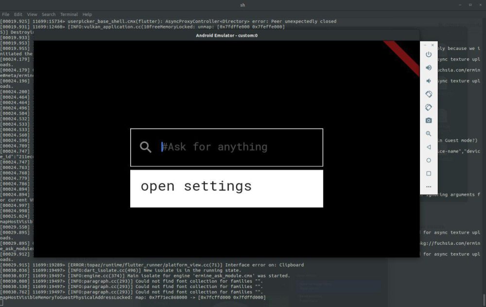 Fuchsia in Android Emulator