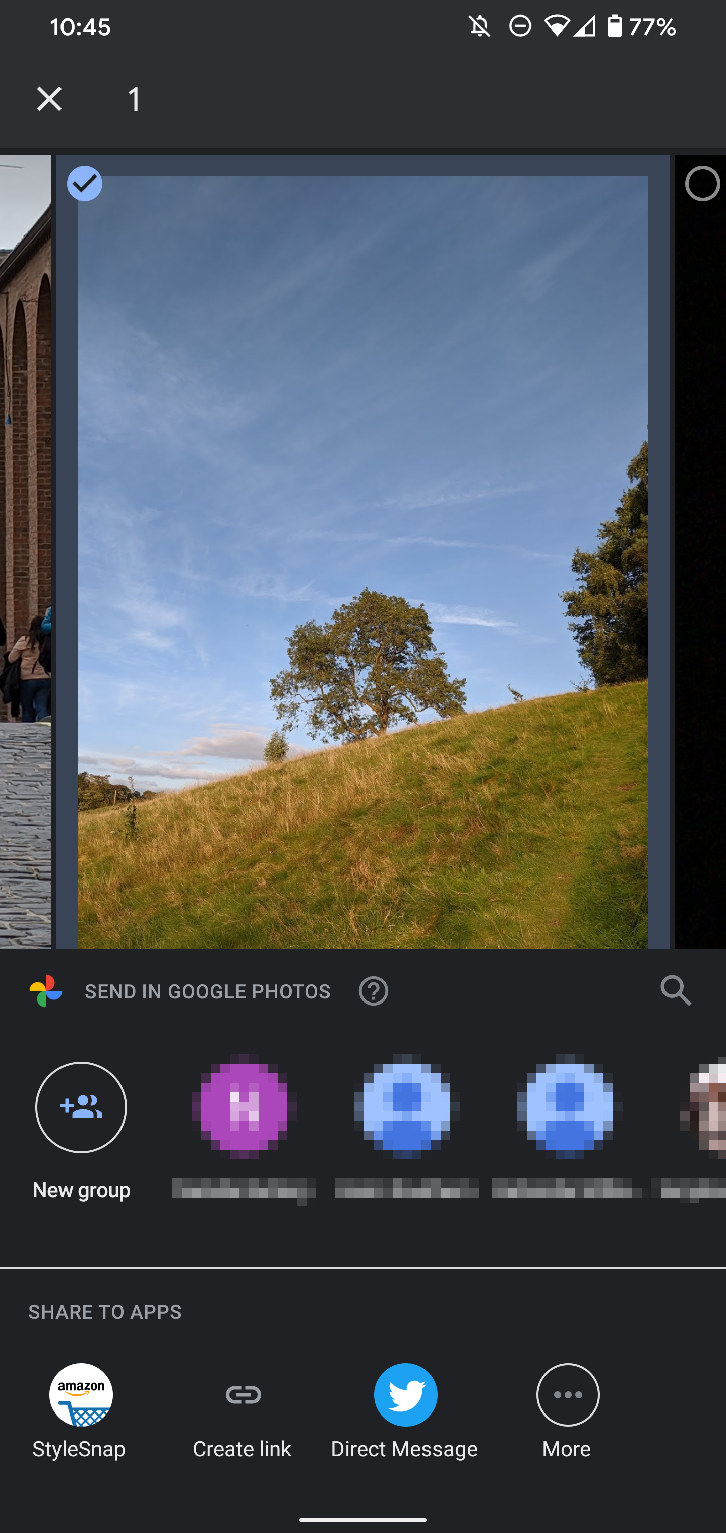 google photos share menu
