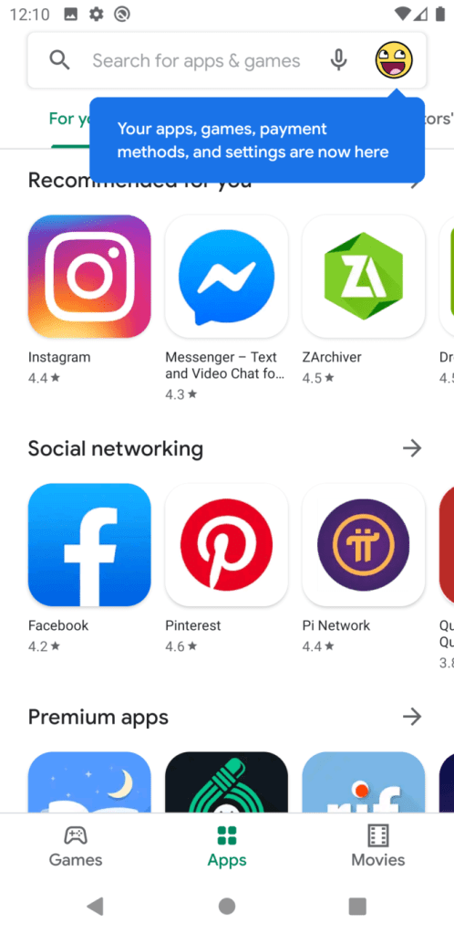 play store hamburger menu