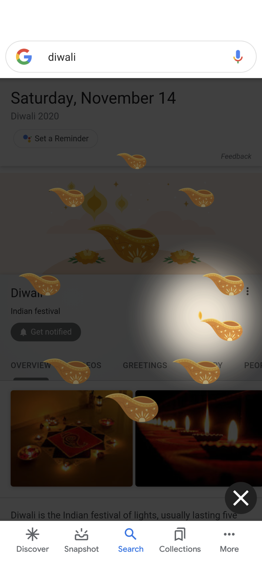 Google Search Diwali 2020 easter egg