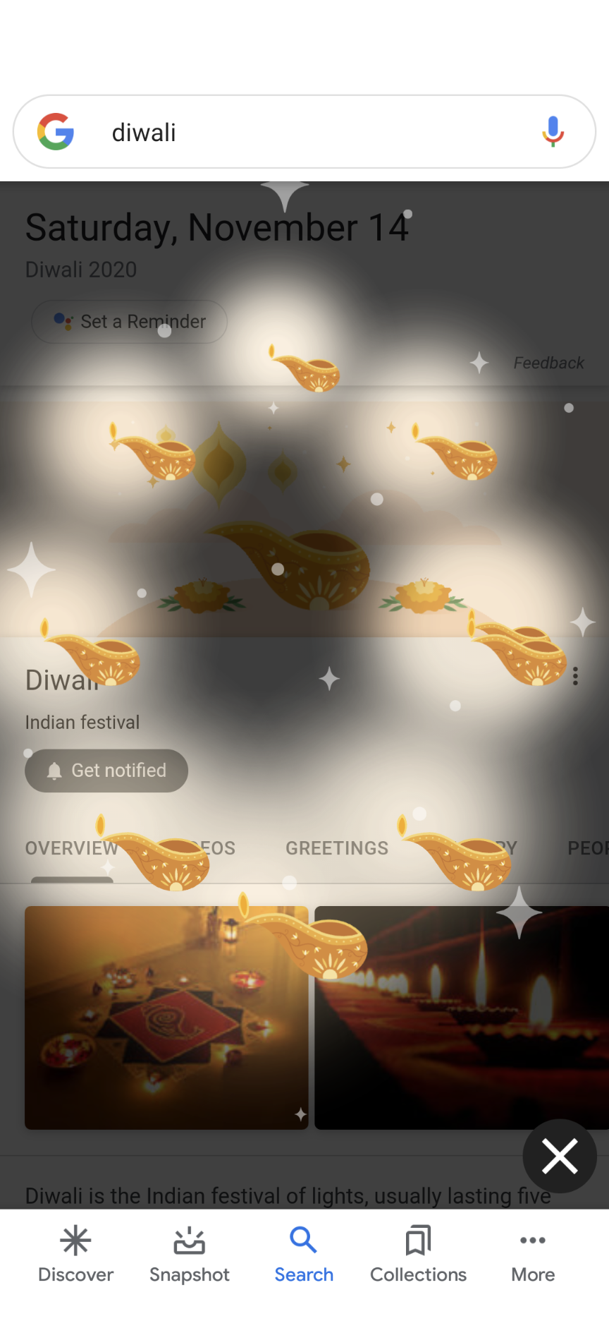 Google Search Diwali 2020 easter egg