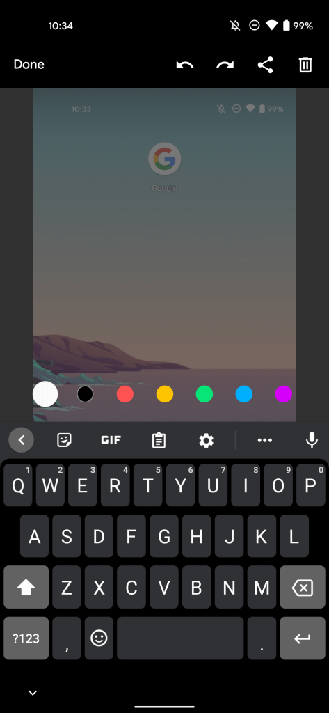 Android 12 markup screenshot