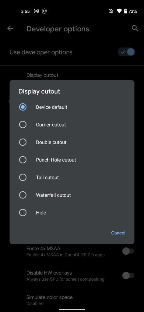 Hide Pixel 5 hole punch-