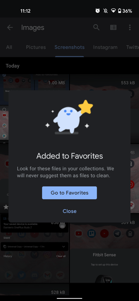 files by google favorites folder