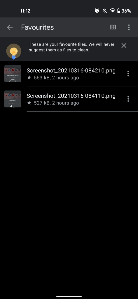 files by google favorites folder