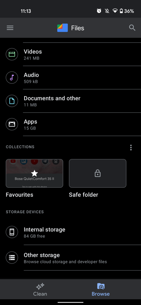 files by google favorites folder