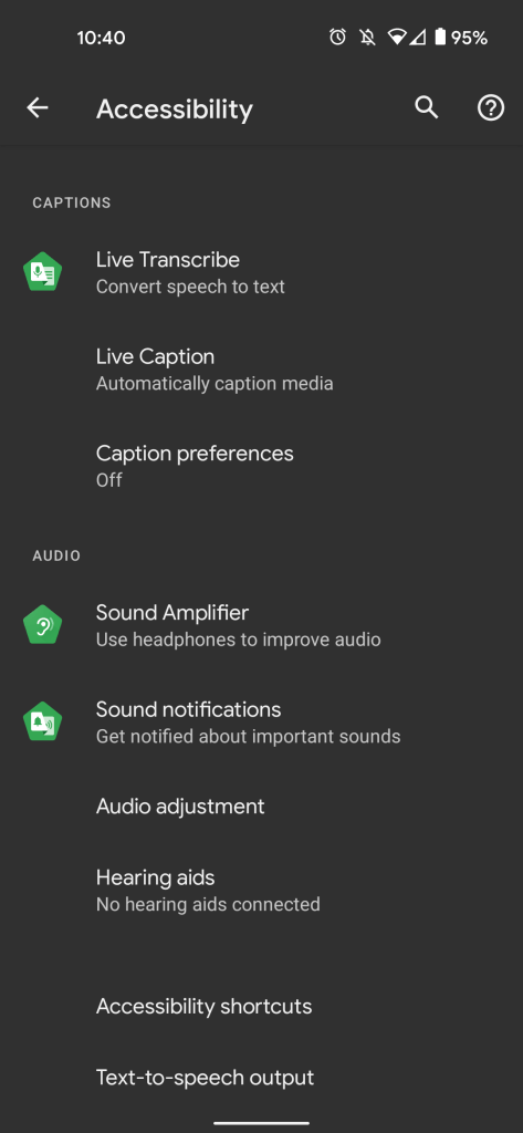 Accessibility menu android 12