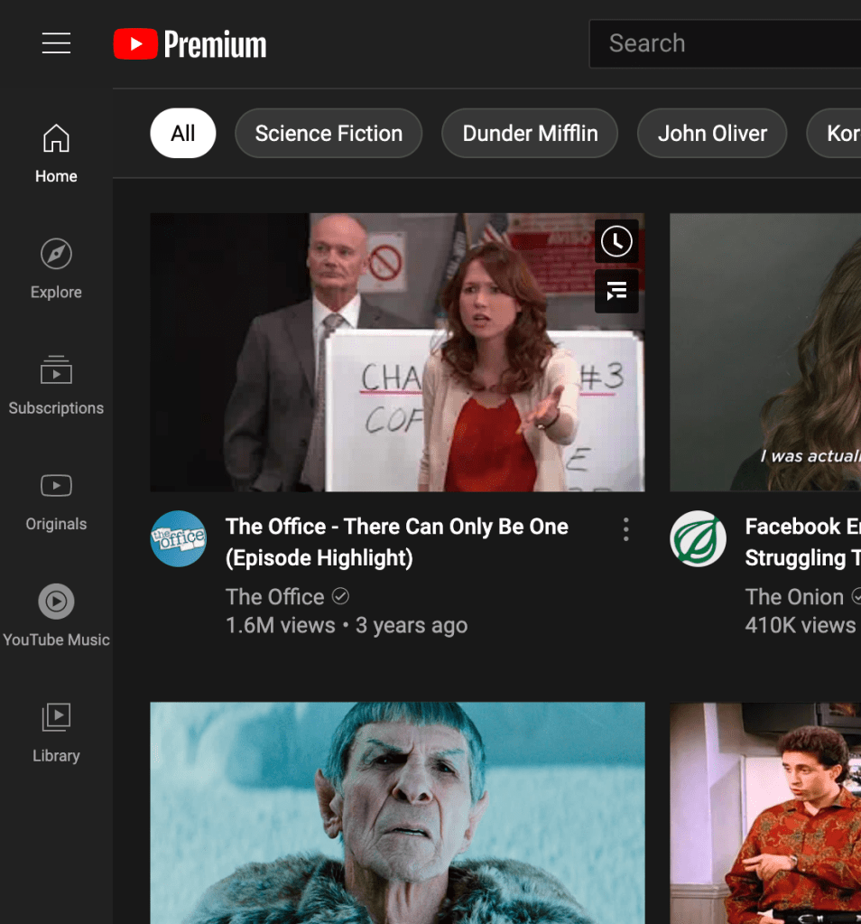 YouTube new icons homepage