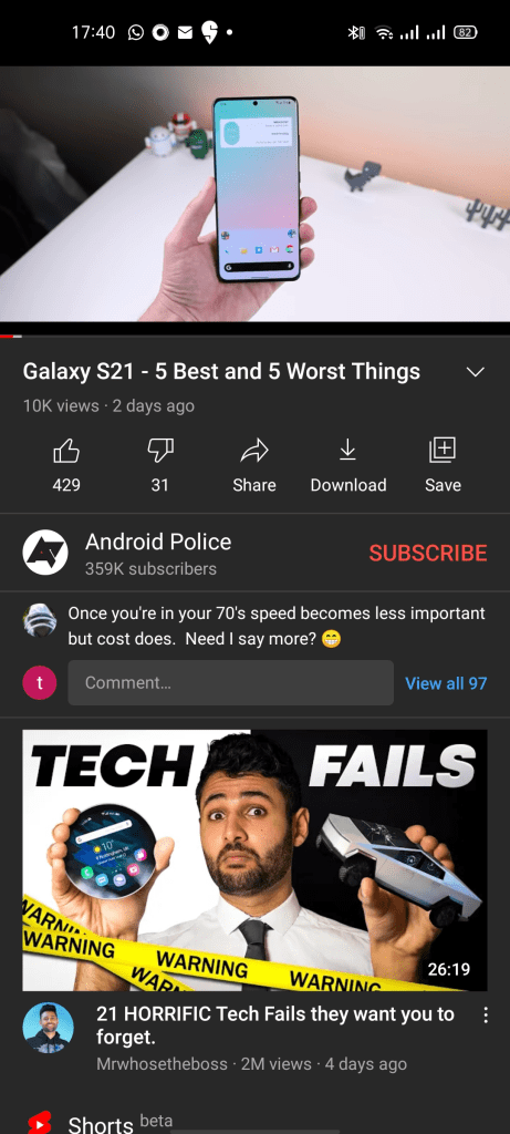 youtube quick reply