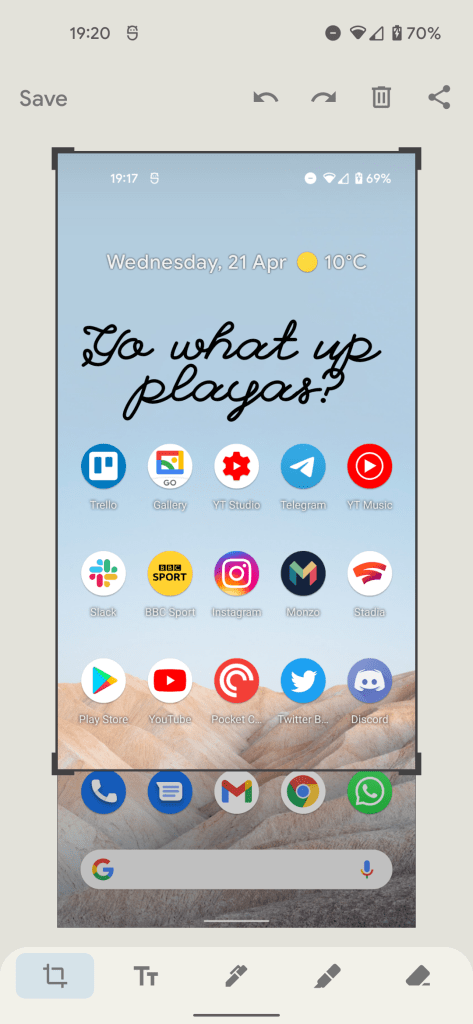 Android 12 screenshot editor