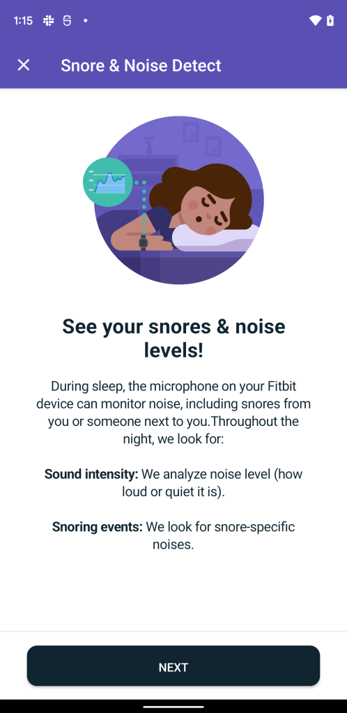 Fitbit Snore & Noise Detection