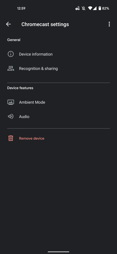Google Home Chromecast settings