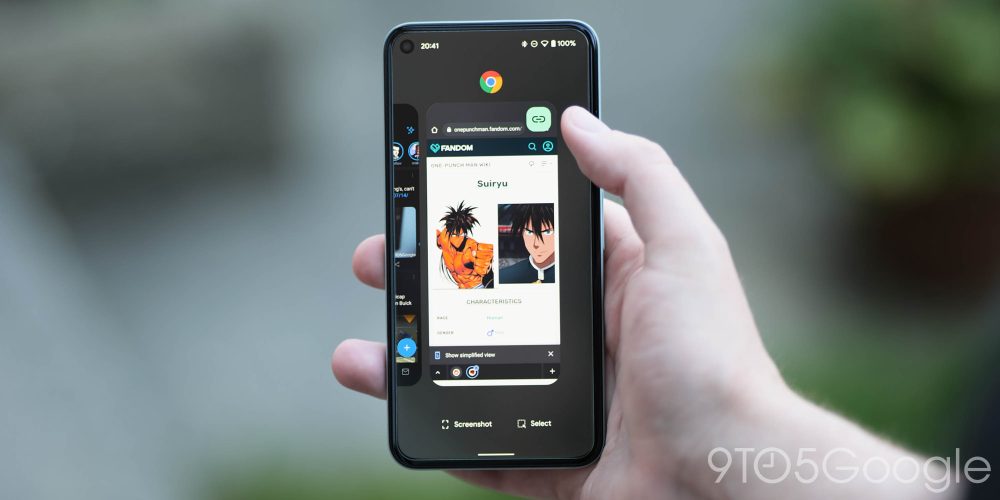 Chrome link sharing in Recents menu on Android 12 Beta 3