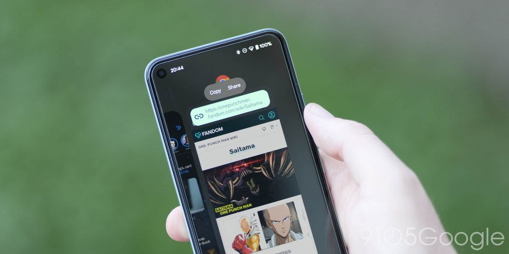 Chrome link sharing in Recents menu on Android 12 Beta 3