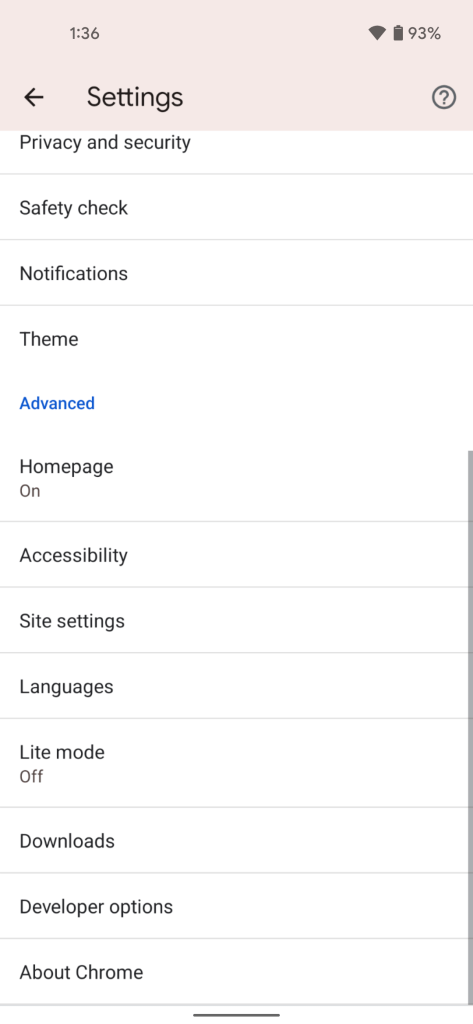 Early Material You redesign/recolor in Google Chrome