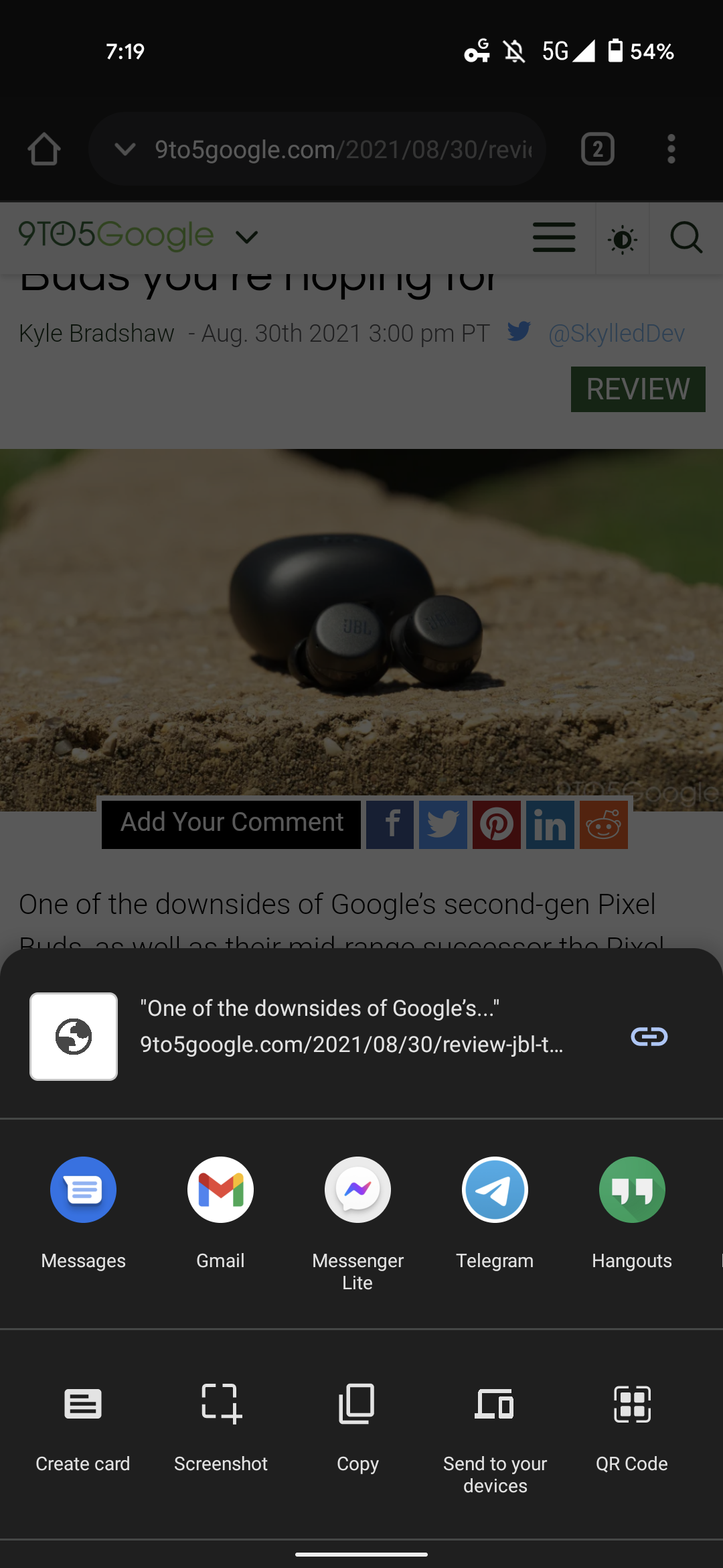 Chrome Android quote cards