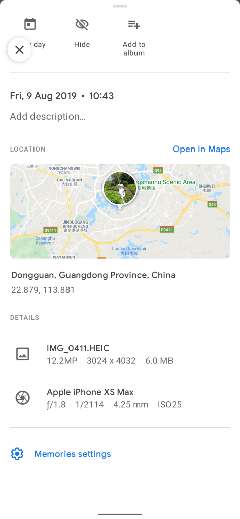 google photos memories menu