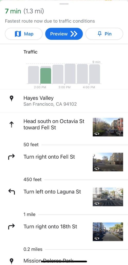 Google Maps navigation data