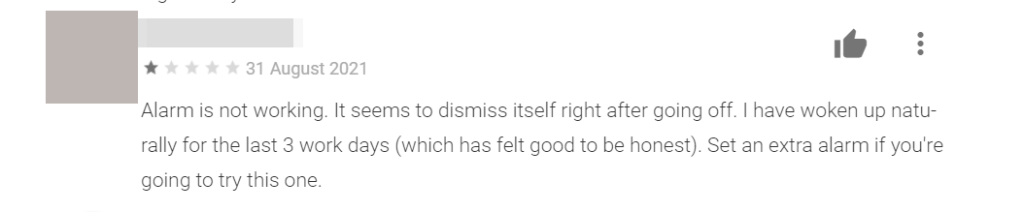 1-star review for Google Clock app due to broken scheduled alarms