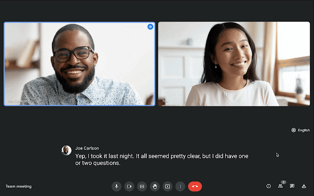 Google Meet live translated captions