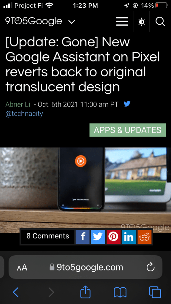 Google AMP Safari iOS 15