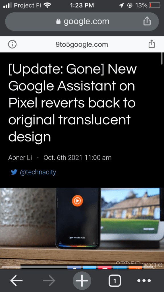 Google AMP Safari iOS 15