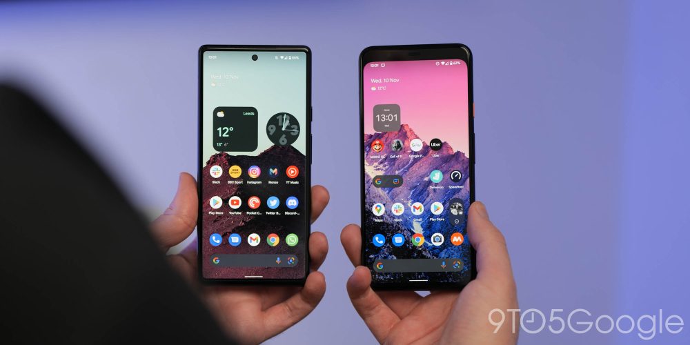 Pixel 6 and Pixel 4 XL displays