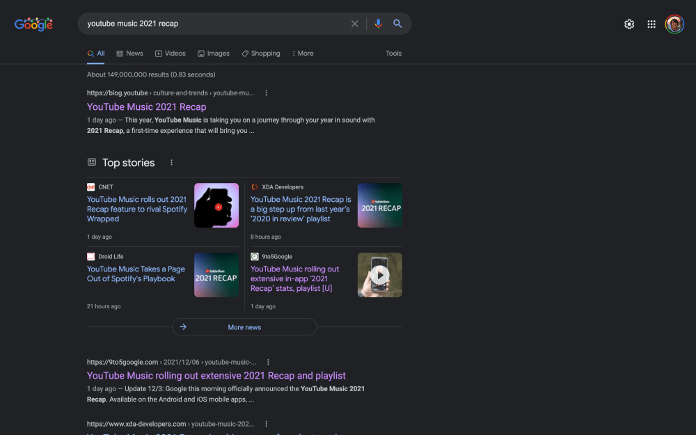 Google Top Stories grid