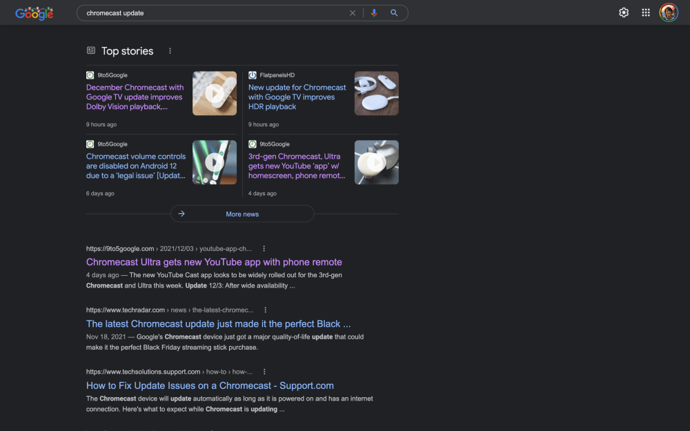 Google Top Stories grid