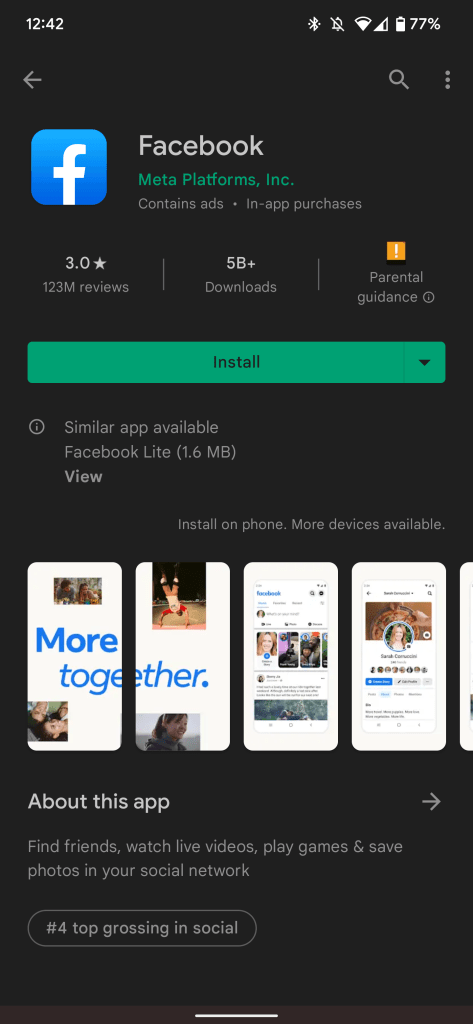 facebook meta play store