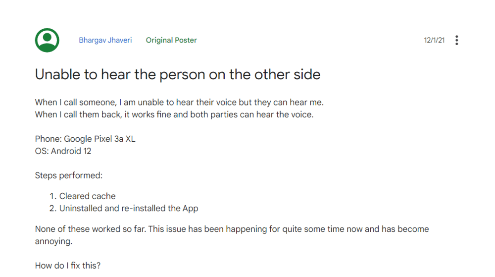 google duo audio bug