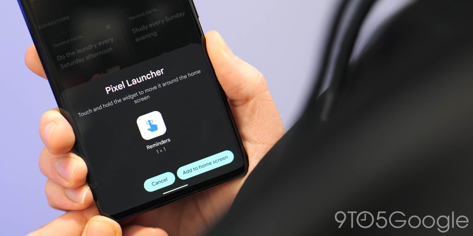 Google Reminders shortcut on Android home screen