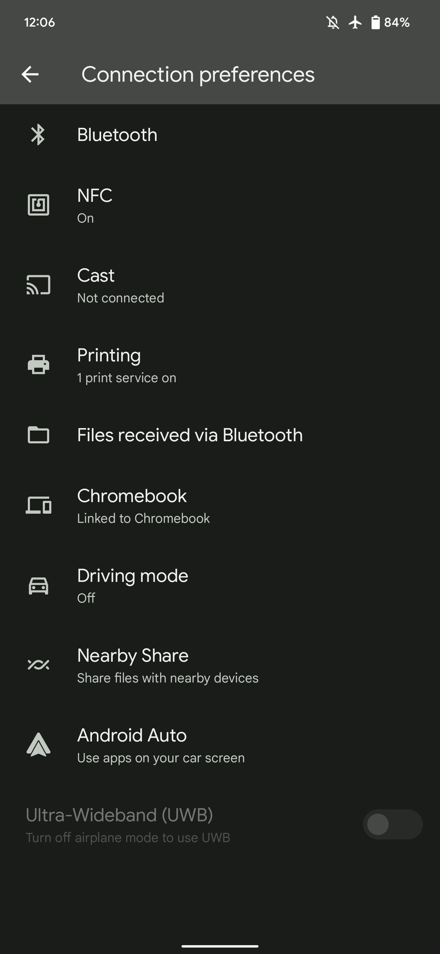 Pixel 6 Pro UWB setting