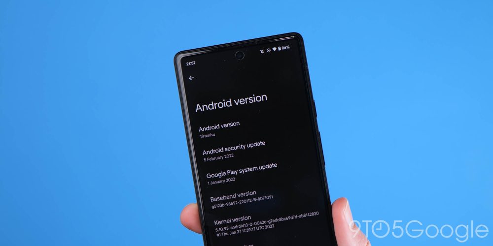 android 13 developer preview 1 showing "Tiramisu" official version name
