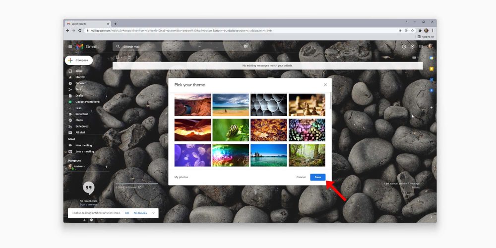 change gmail theme