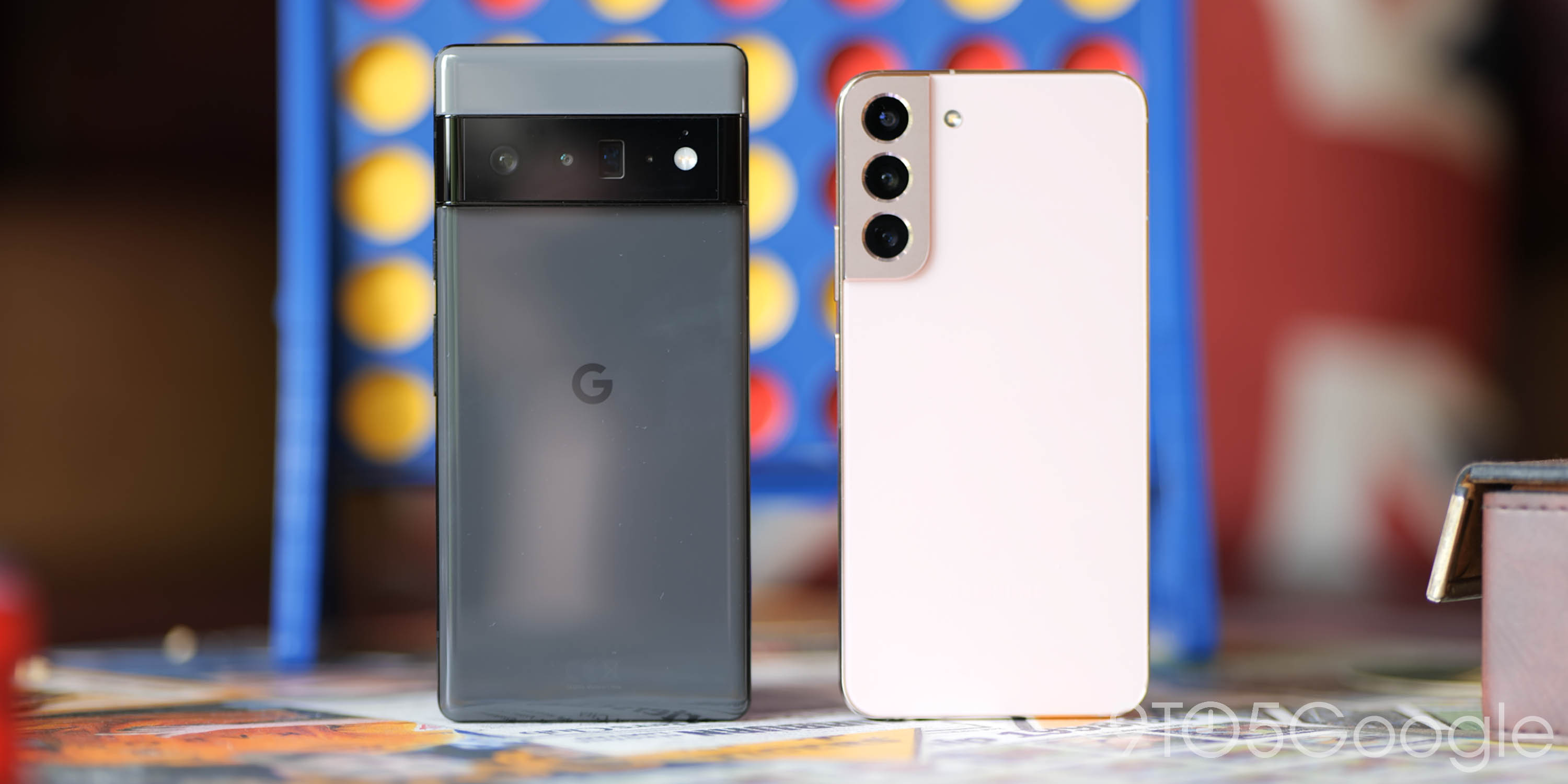 Google Pixel 6 Pro in Stormy Black with Samsung Galaxy S22+ in Pink Gold