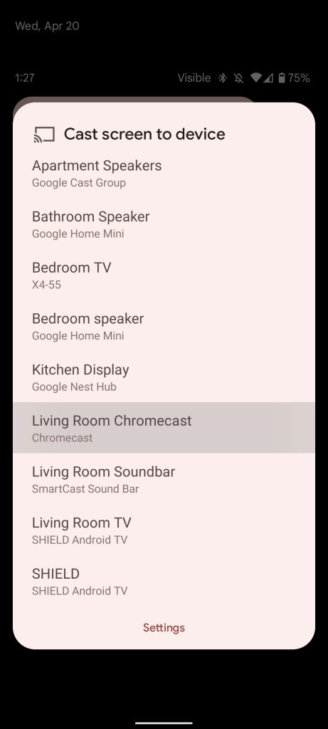 Look for your Google TV in device list