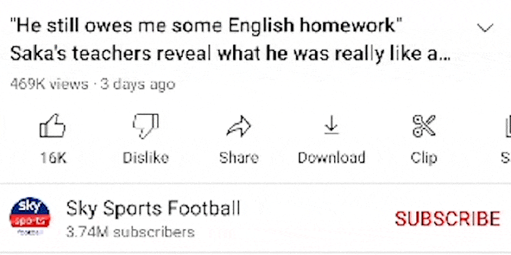 Animated gif showing new Youtube like button animation on Android