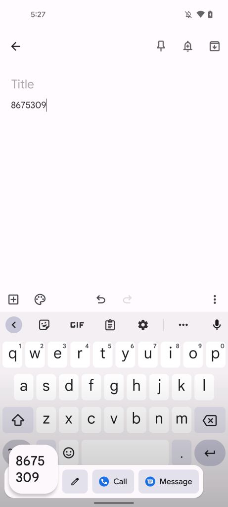 Android 13 Clipboard actions — Call or Message