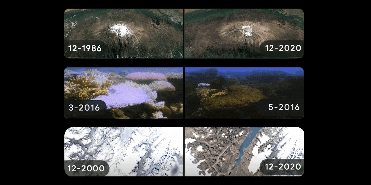 Climate change timelapse Google Doodle