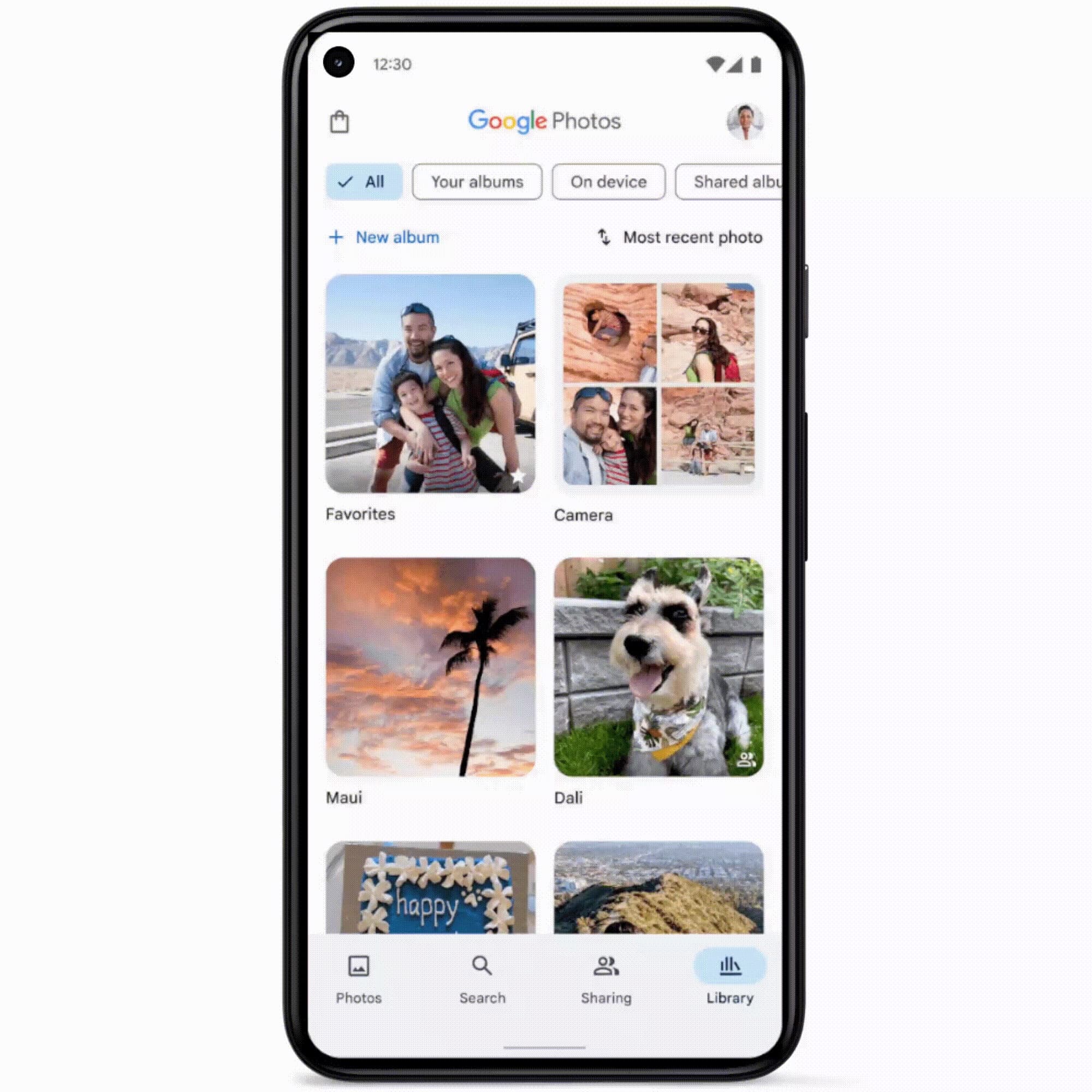 Google Photos Library tab redesign