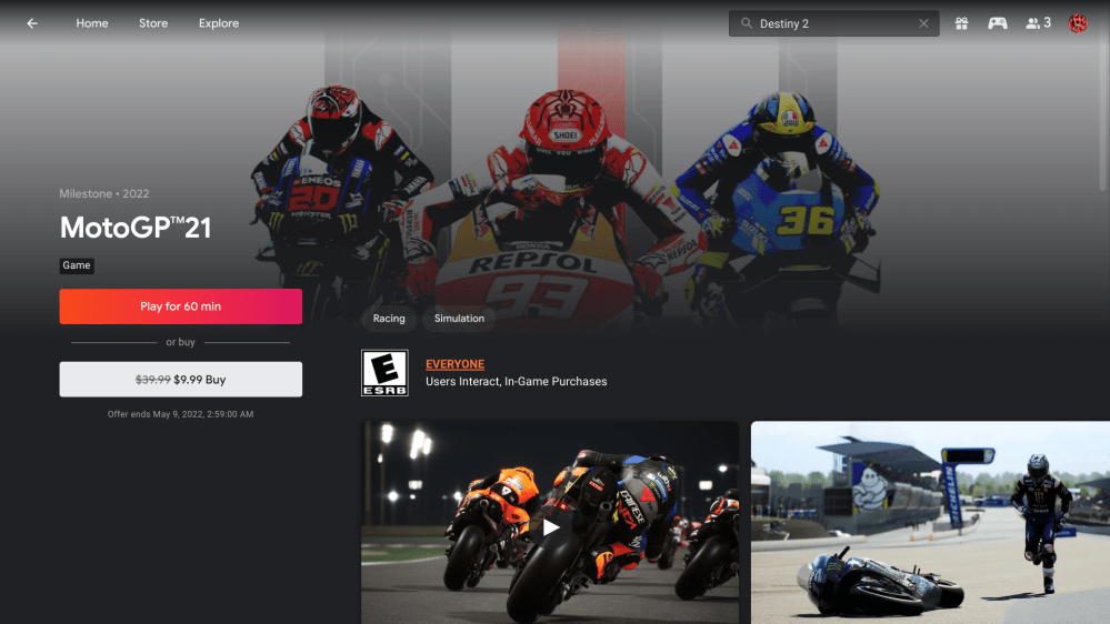 Stadia store redesign with buy and play buttons on the left