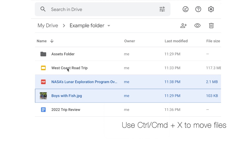 Google Drive shortcuts