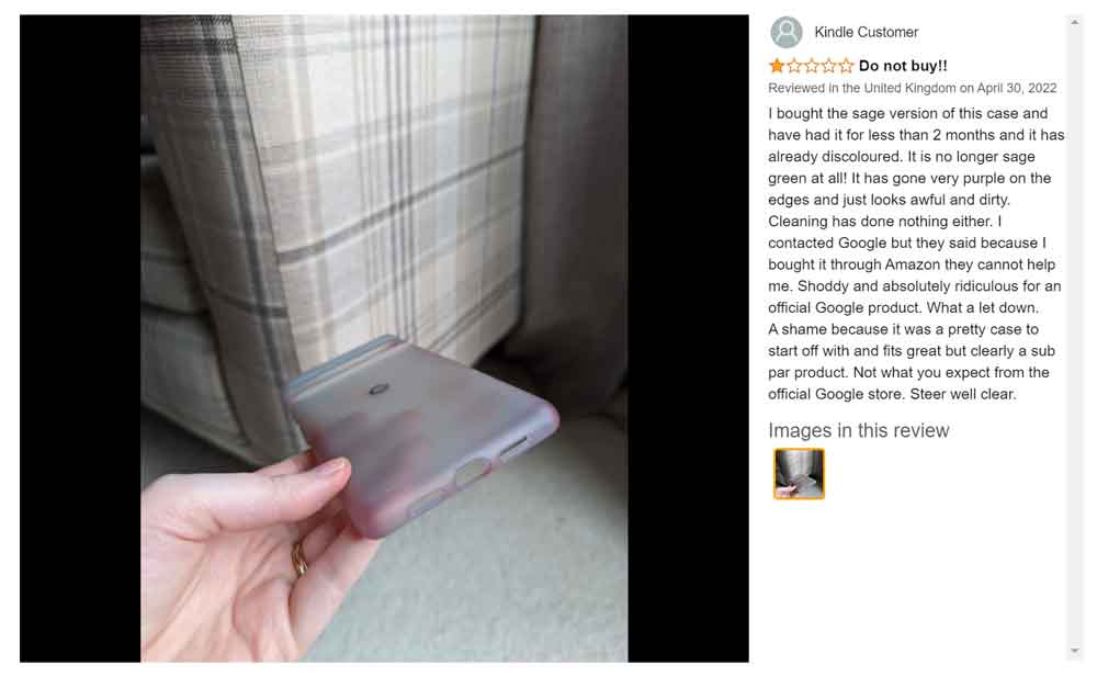 pixel 6 case yellowing amazon review